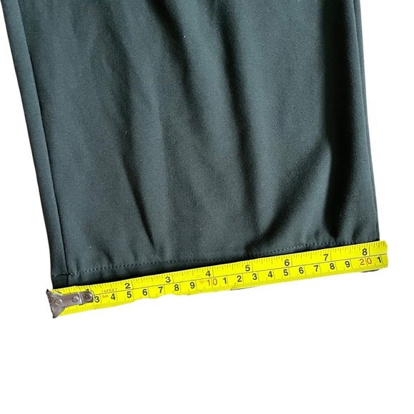 Athleisure crop pants dark green elastic waist size medium stretch wide-leg - Picture 4 of 9